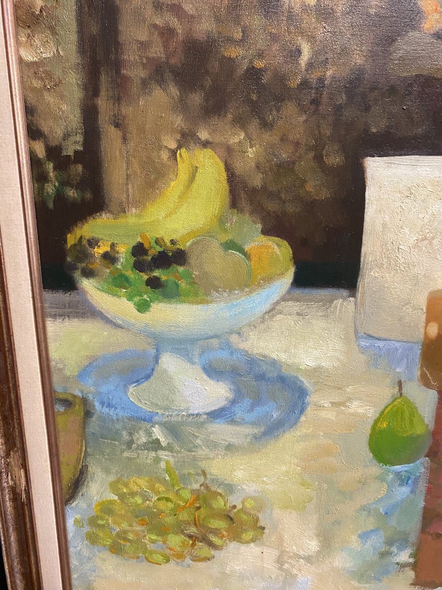 Huile sur toile de Jacques Petit . "Le tournesol"-photo-3