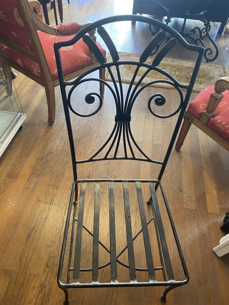 Table et chaises en fer forgé, diamètre 120 cm.-photo-4