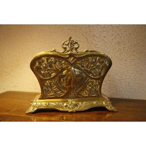 Art Nouveau Mail Rack In Gilt Bronze