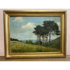 Oil On Panel, Depicting A View Of Houlgate