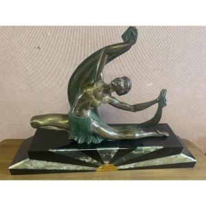 Art Deco Dancer In Bronze And Marble Signed J. Lormier