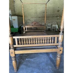 Exotic Wood Four-poster Bed, From China, 1940s.
