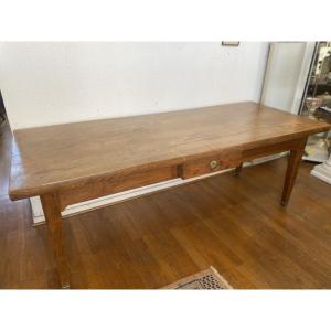 Table de ferme en frêne, 3 tiroirs.