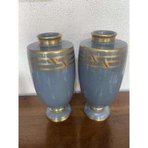 Paire de vases Art Déco signé Pinon Heuzé