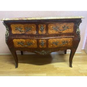 Louis XV Style Rosewood Marquetry Commode
