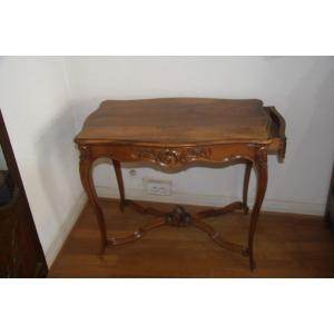 Louis XVI Style Walnut Table, Desk And Chair.