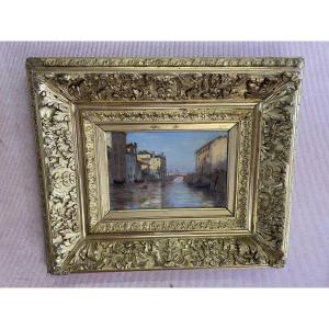 Oil On Canvas By Maurice Bompard, View Of Venice