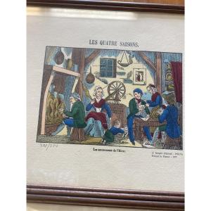A 1970 Epinal Print. *the Four Seasons*, By Pellerin.