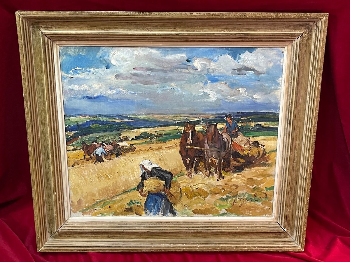 Table Oil On Canvas Adrienne Jouclard 1882-1972 Harvest In St Julien