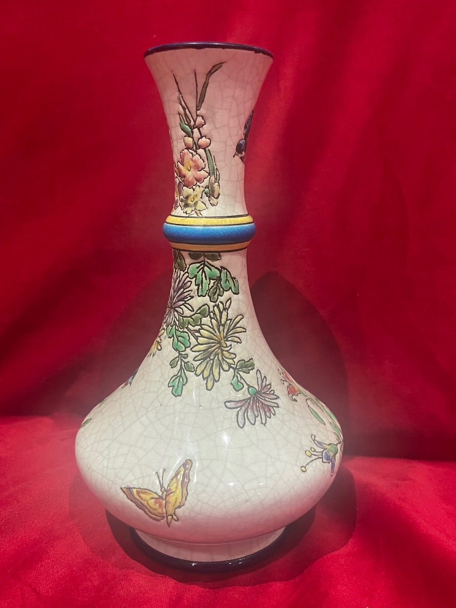 Vase émaux Longwy  XIX ème-photo-2