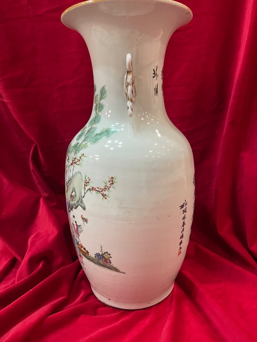 Vase Porcelaine Chine Qianjiang Cai XIX ème-photo-2