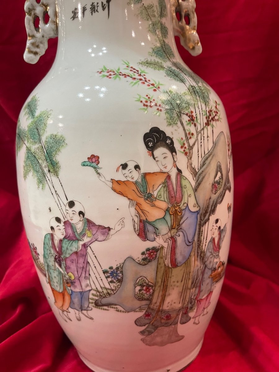 Vase Porcelaine Chine Qianjiang Cai XIX ème-photo-1
