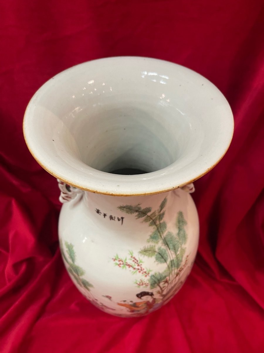 Vase Porcelaine Chine Qianjiang Cai XIX ème-photo-2