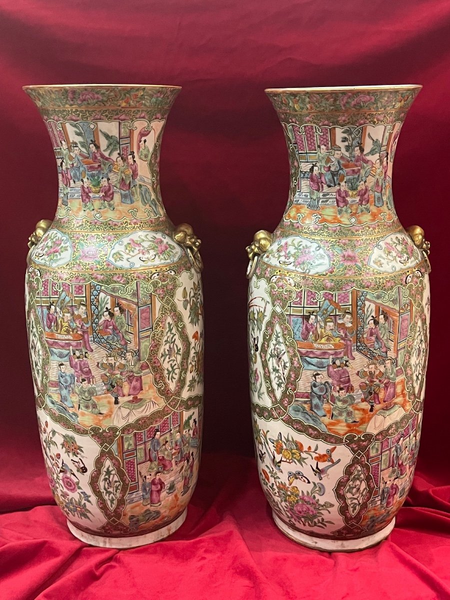 Enorme Paire De Vases En Porcelaine De Canton Chine XIX ème