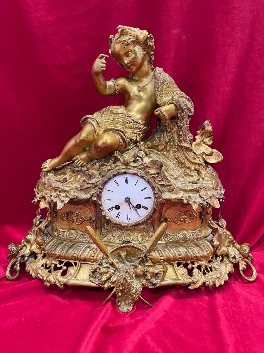 Imposing Pendulum In Gilt Bronze Napoleon III XIX
