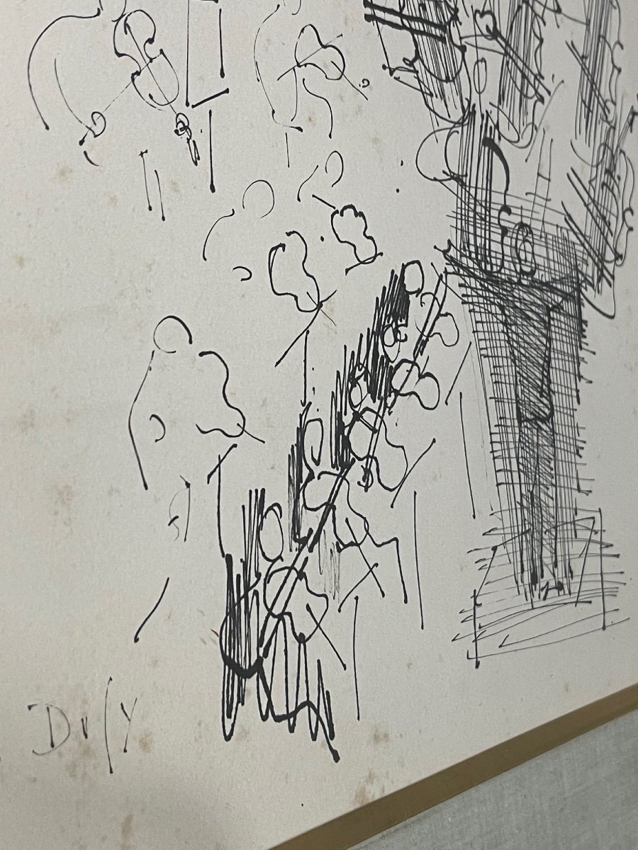 Tableau Encre Raoul Dufy 1877 - 1953 l'Orchestre 1942-photo-4