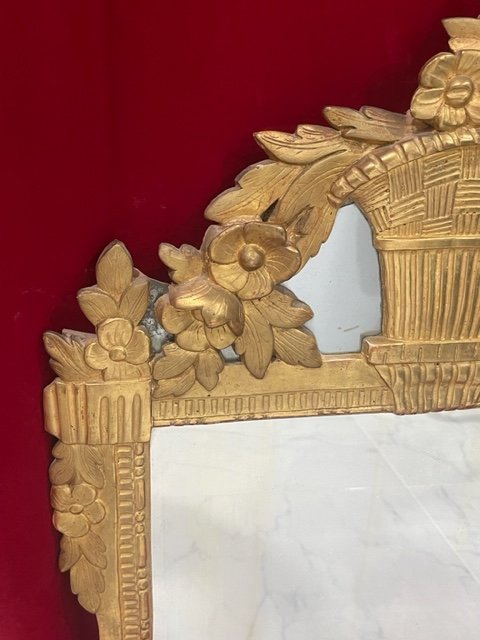 Large Golden Wood Mirror Louis XVI Period-photo-2