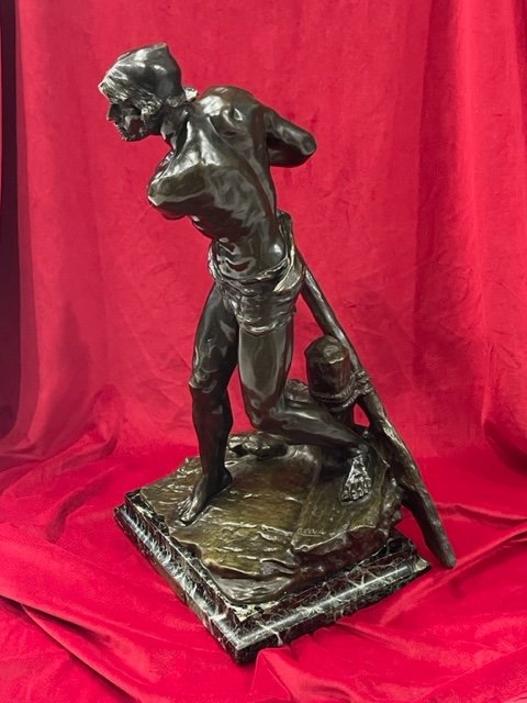 Imposante Statue Sculpture Bronze Par Georges Colin 1876 - 1917-photo-3