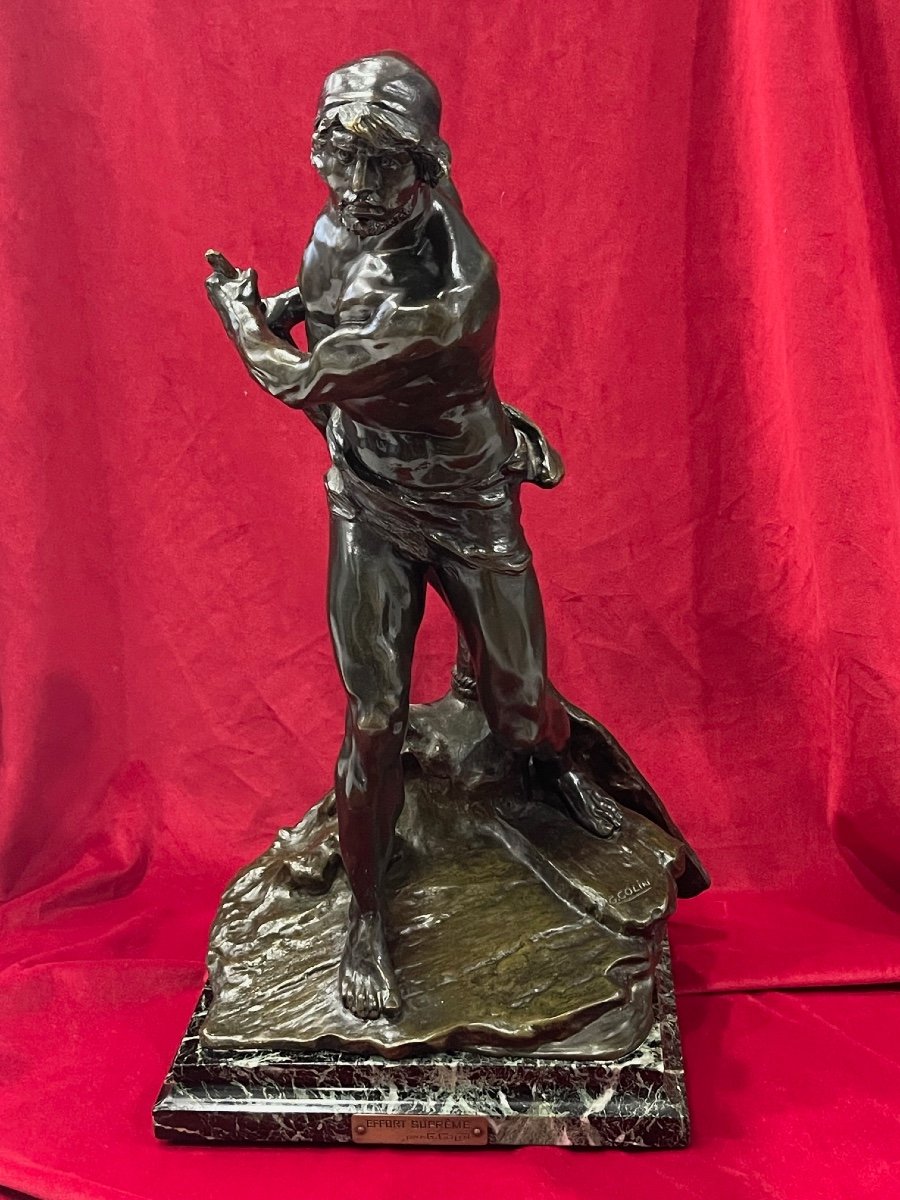 Imposante Statue Sculpture Bronze Par Georges Colin 1876 - 1917
