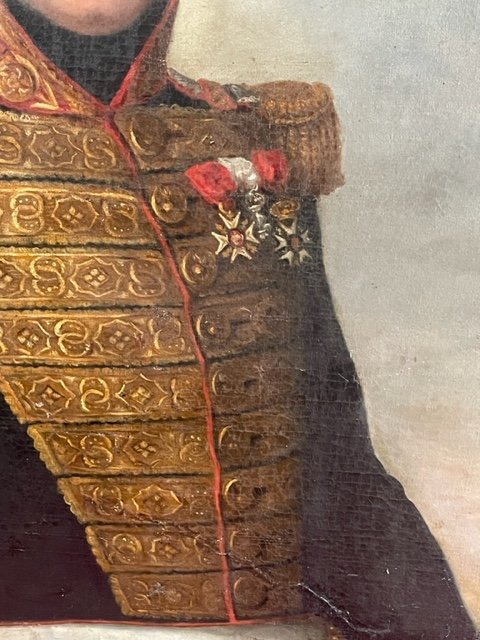 Grand Tableau Huile Sur Toile Portrait d'un Général Militaire XIX ème-photo-4