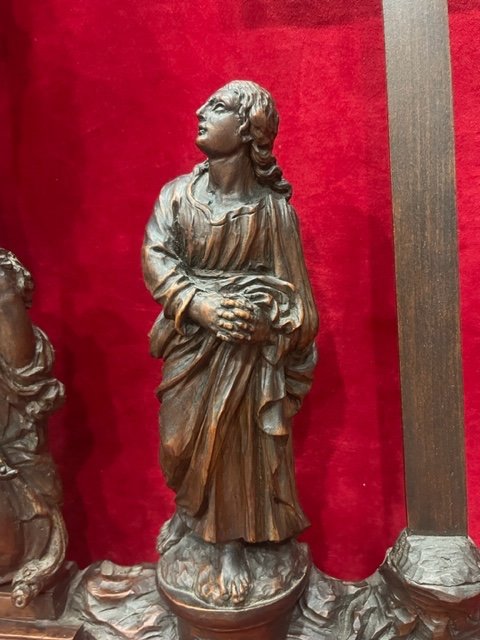 Grand Calvaire Crucifixion Bois Sainte Lucie César Bagard XVII ème-photo-4
