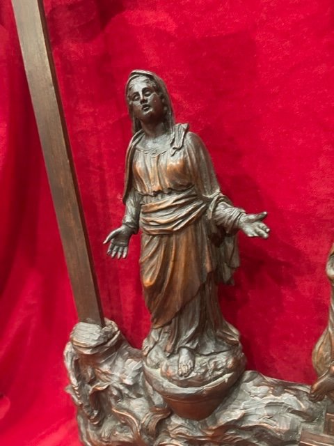 Grand Calvaire Crucifixion Bois Sainte Lucie César Bagard XVII ème-photo-6