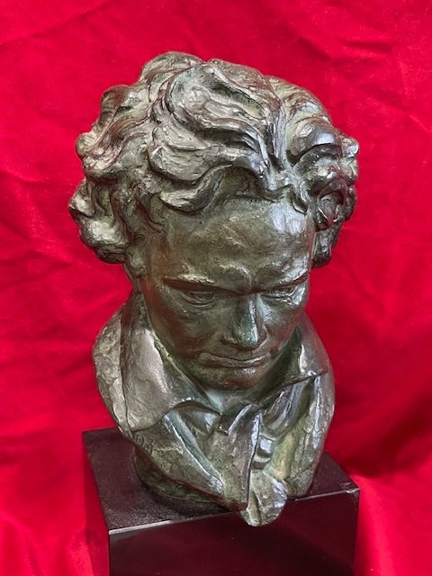 Buste Bronze Ludwig Van Beethoven Signe A.veriac-photo-2