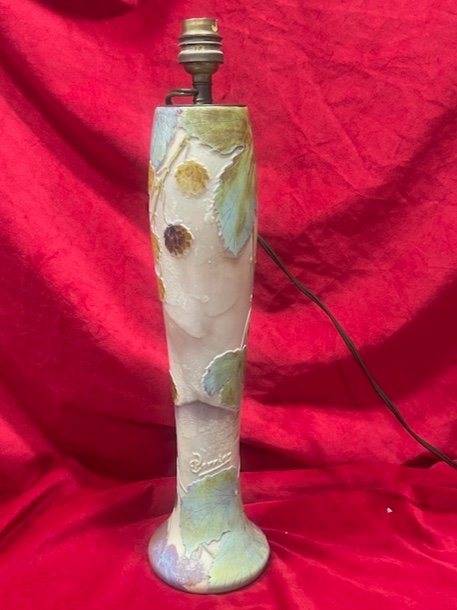 Important Glass Paste Lamp Base Clain Perrier Art Nouveau 1900
