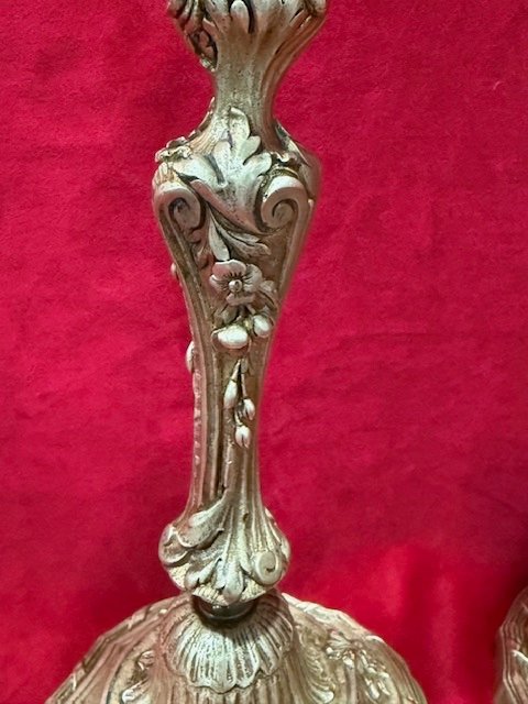 Pair Of Louis XV Gilt Bronze Candlesticks, 18th Century-photo-4