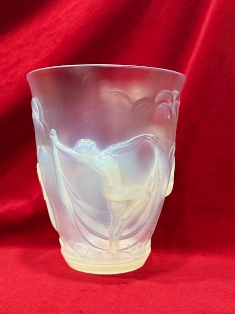Vase Art Deco 1930 Verre Opalescent Verlys  Les Danseuses-photo-2