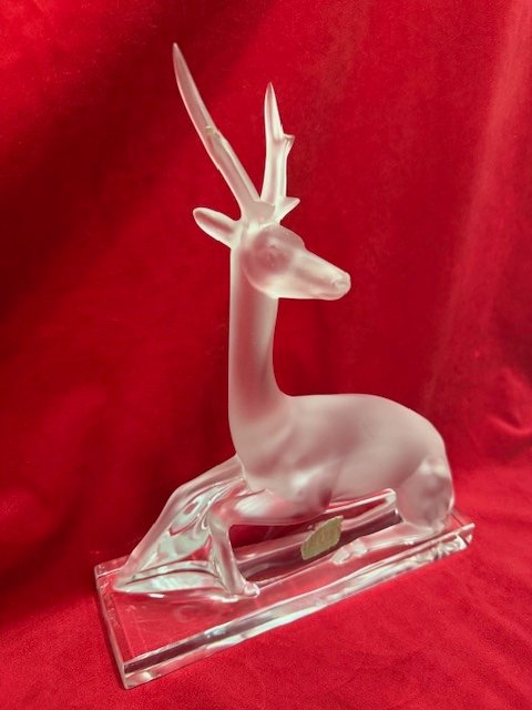 Lalique Crystal Deer Sculpture -photo-2