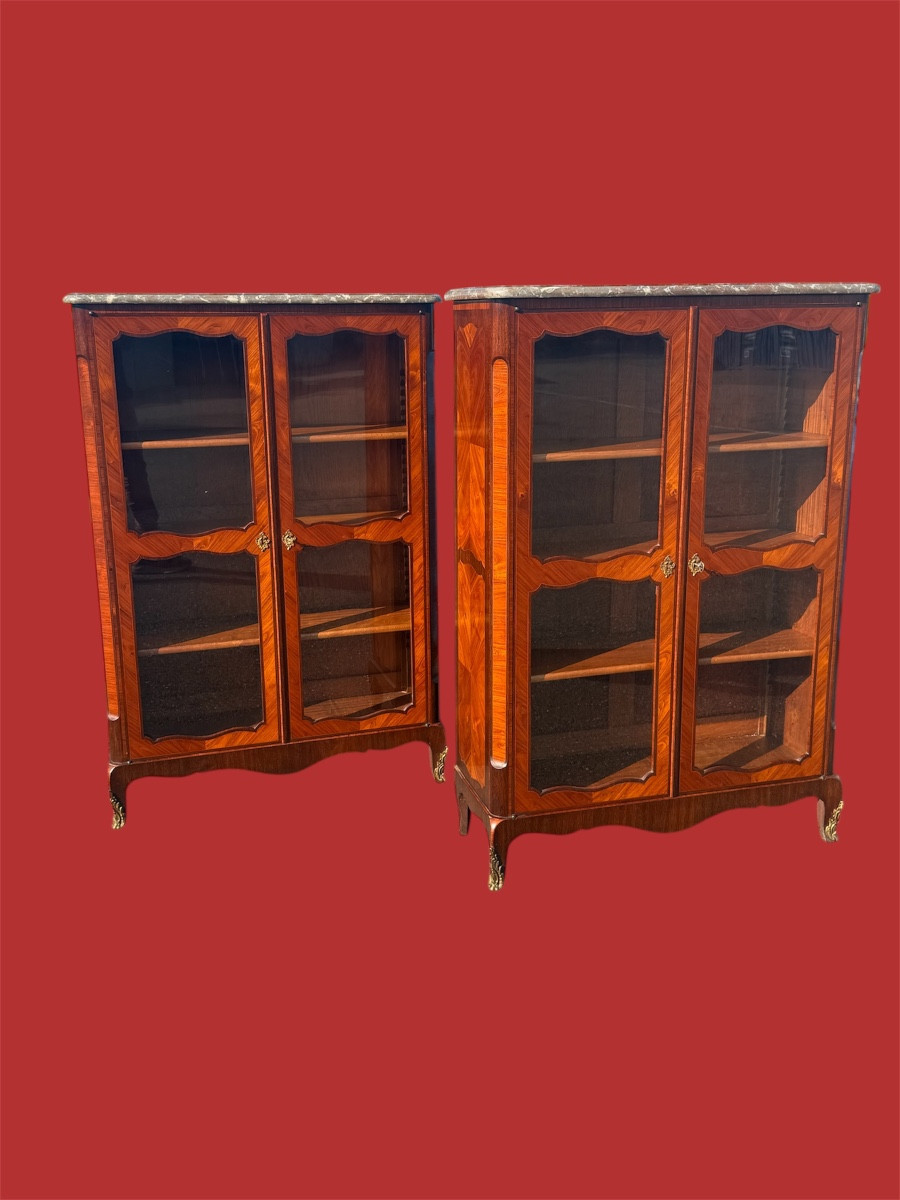 Pair Of Louis XV Style Display Cabinets From The 19th Century