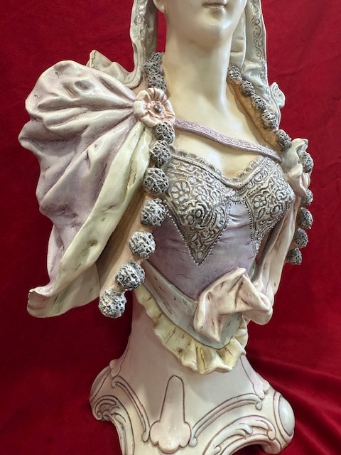 Bust Of A Young Elegant Victorian Woman, Art Nouveau, 19th Century-photo-3