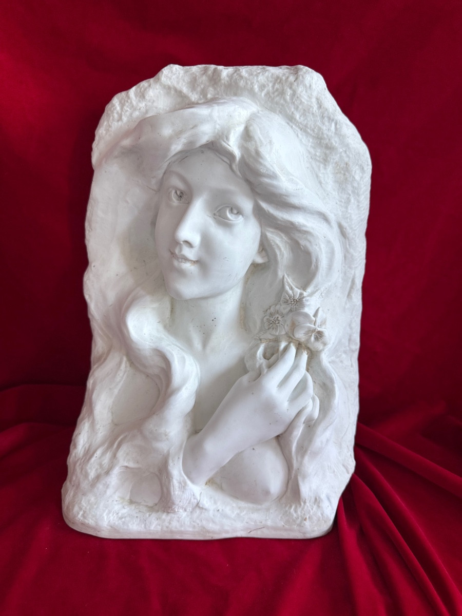 Art Nouveau Porcelain Statue Bust 1900 By Lebrun