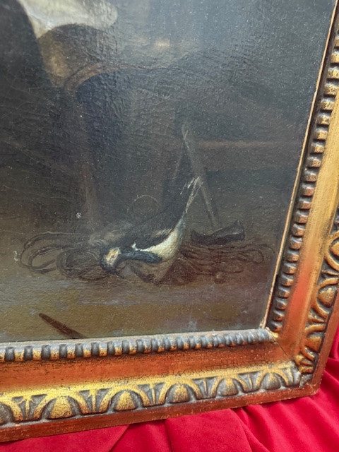 Tableau huile sur toile Le Guitariste d'après GREUZE XIX ème-photo-3