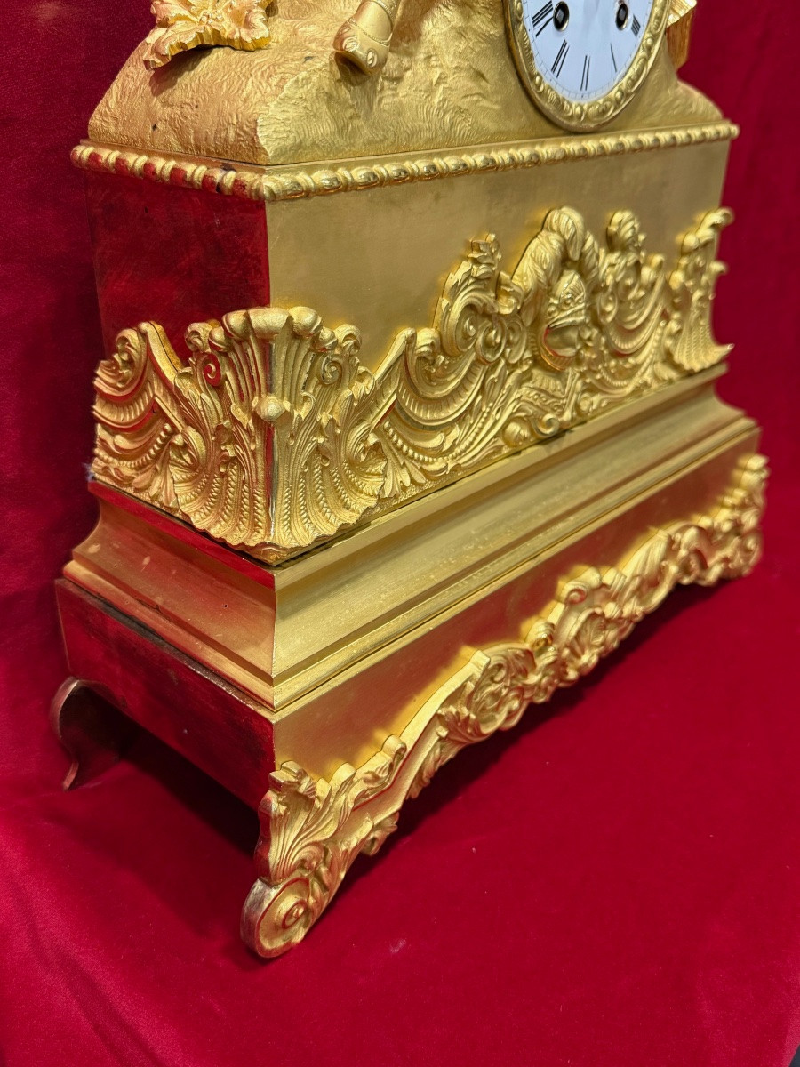 PENDULE EN BRONZE DORE RAINGO DECOR RENAISSANCE XIX ème-photo-3
