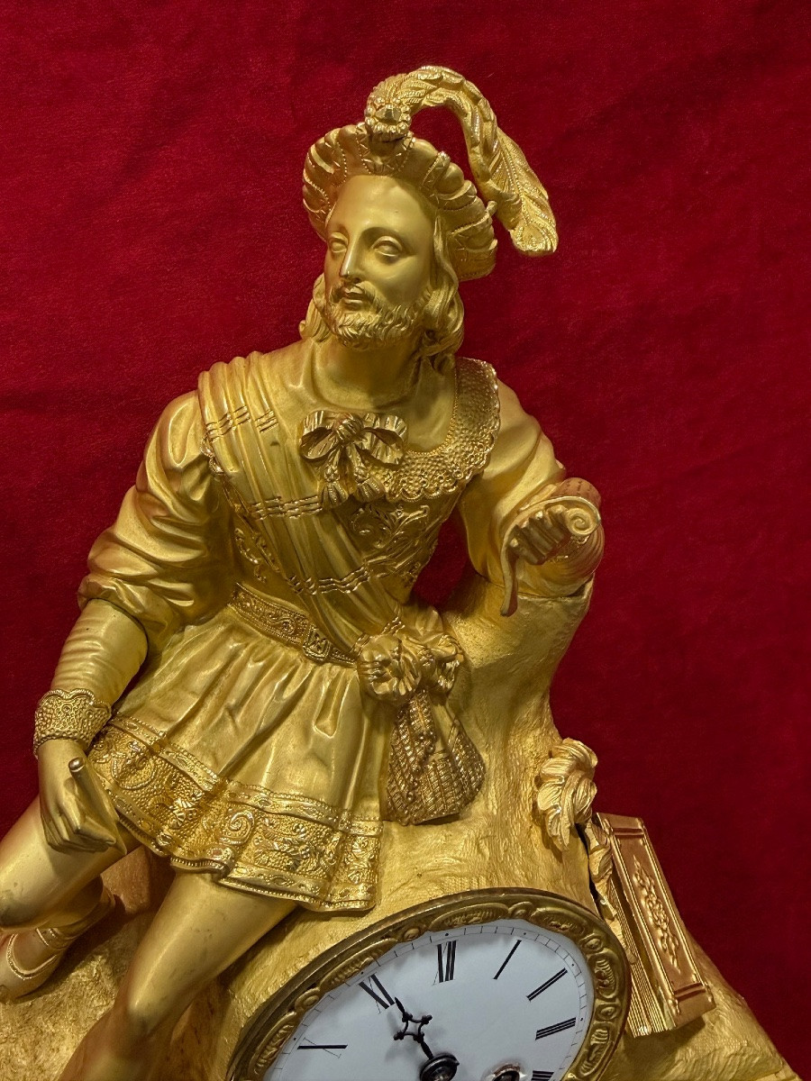 PENDULE EN BRONZE DORE RAINGO DECOR RENAISSANCE XIX ème-photo-1