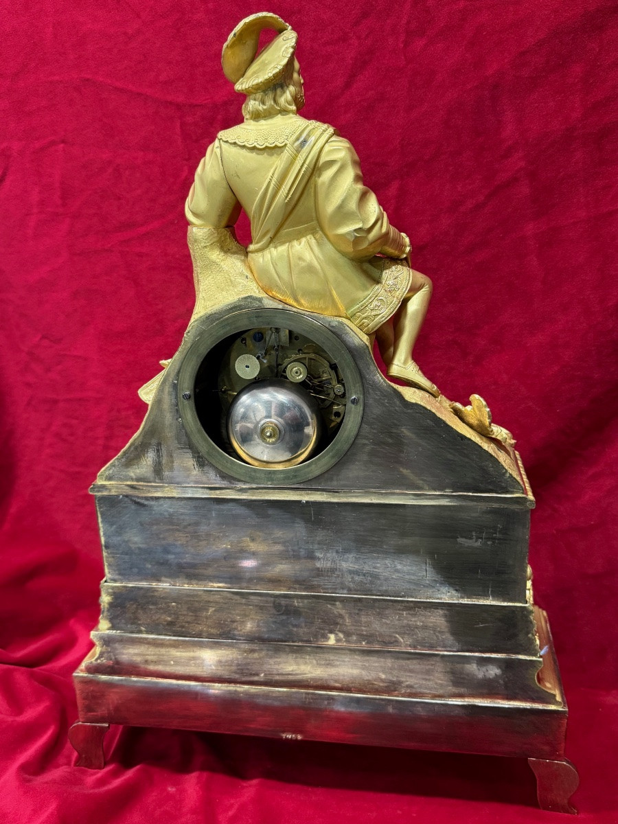 PENDULE EN BRONZE DORE RAINGO DECOR RENAISSANCE XIX ème-photo-4