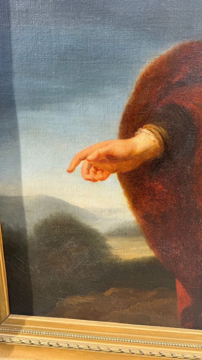 IMPOSANT TABLEAU HUILE SUR TOILE XIX ème d'après Govaert FLINCK Agar et Ismael-photo-2