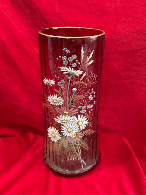 Imposing Enameled Glass Vase Legras Montjoye