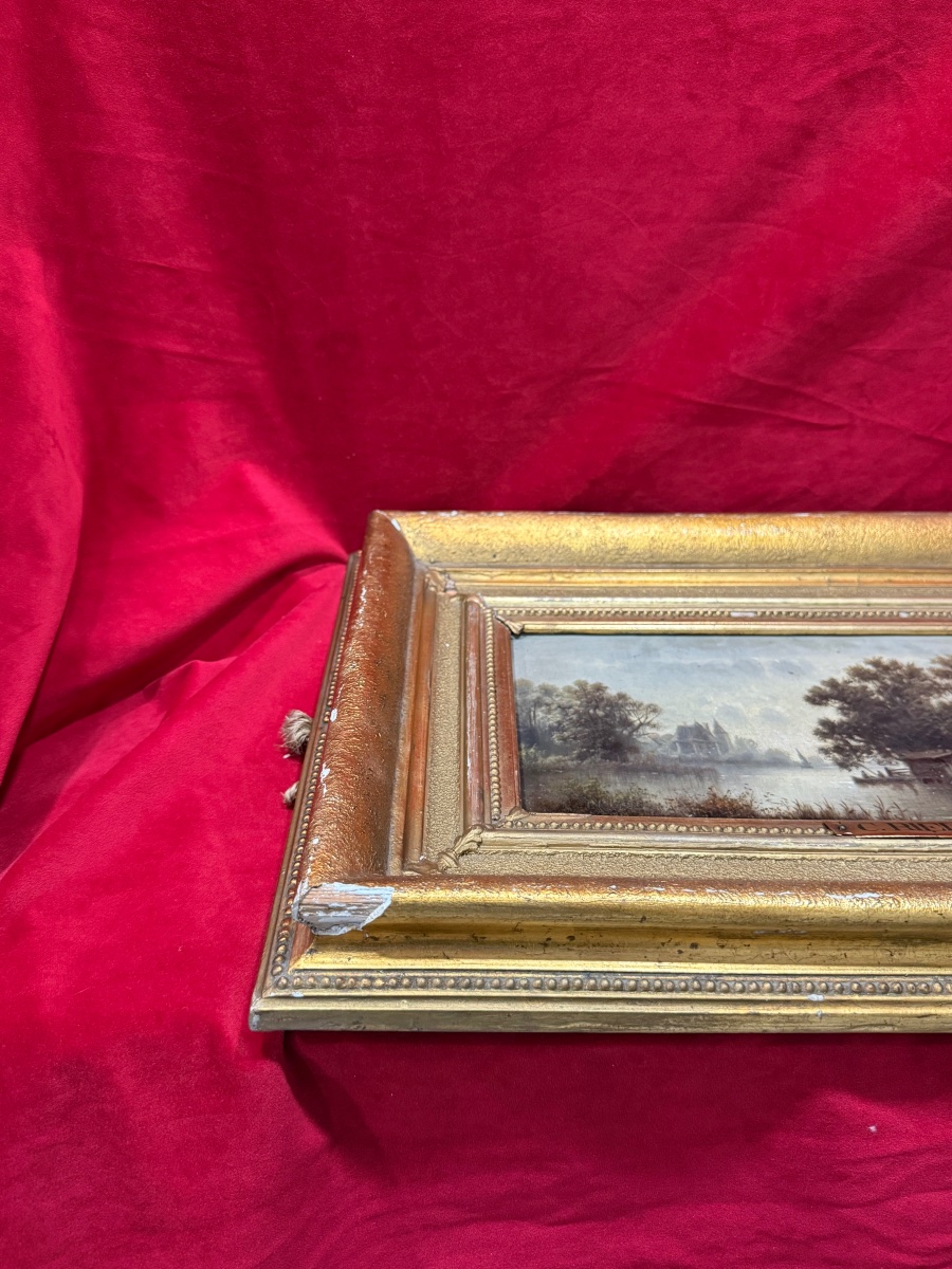 Oil On Canvas Painting By C. Rieder, 19th Century-photo-3