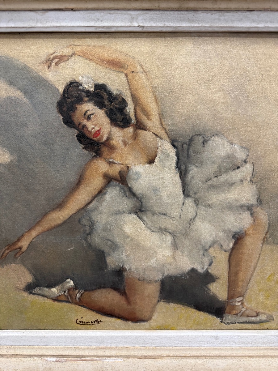 Oil On Canvas Painting By César Vilot: Ballerina-photo-3
