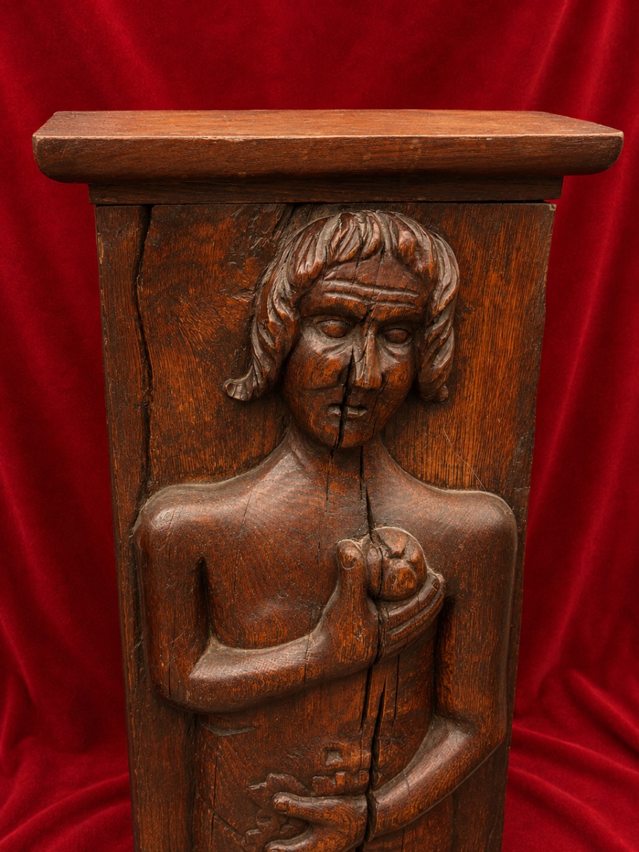 Pair Of 18th-century Carved Caryatid Pilasters Depicting Adam And Eve-photo-1