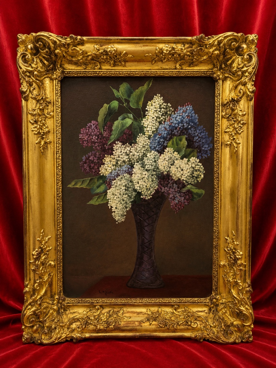 Oil On Canvas Painting By L. Melin, *bouquet Of Flowers*