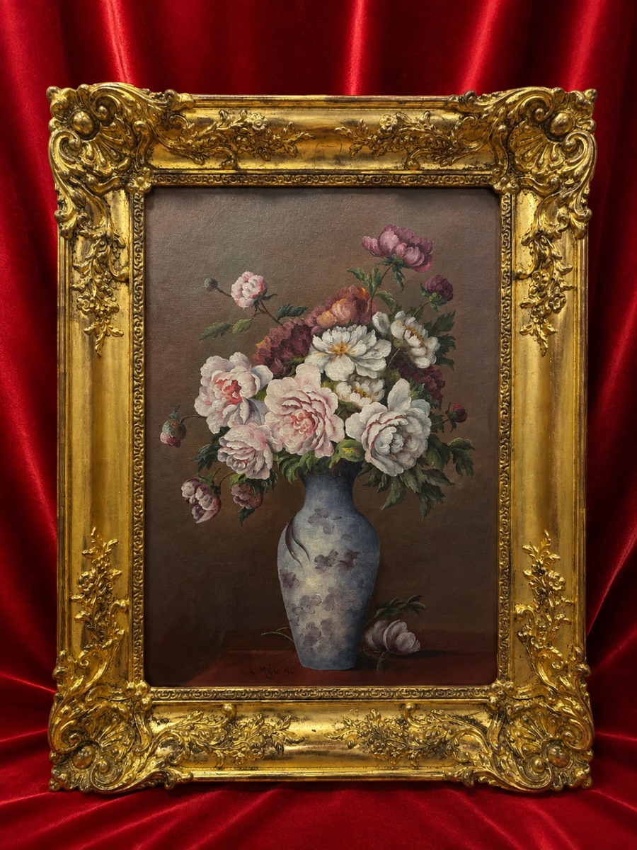 Oil On Canvas Painting By L. Melin, *bouquet Of Flowers*
