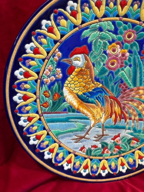 Longwy Enamel Plate, "rooster" Model-photo-2