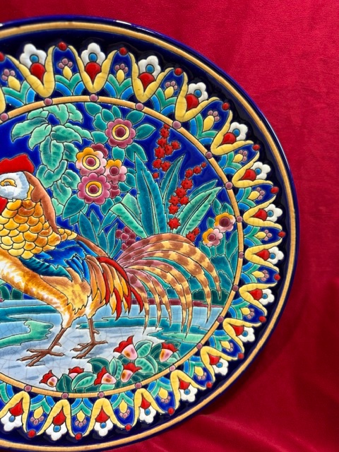 Longwy Enamel Plate, "rooster" Model-photo-3