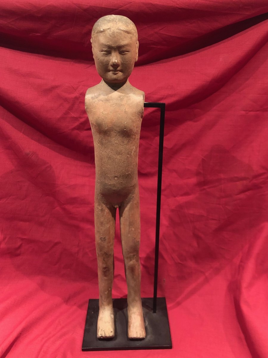 Chine Epoque Han Statuette Stickman Terre Cuite