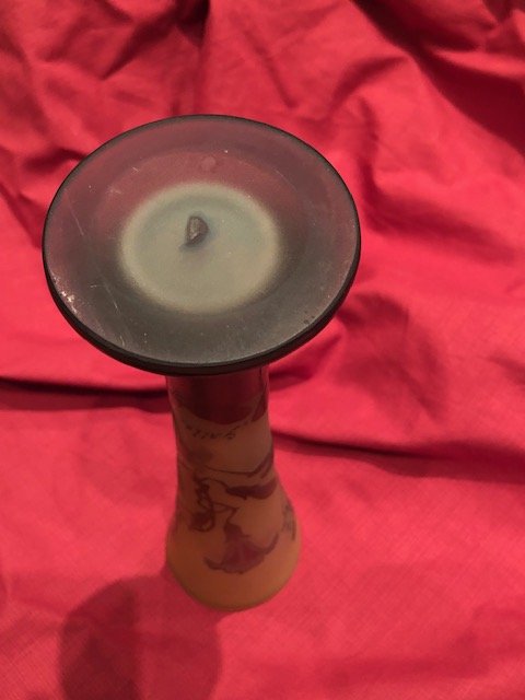 Emile Gallé Art Nouveau Glass Paste Vase-photo-2