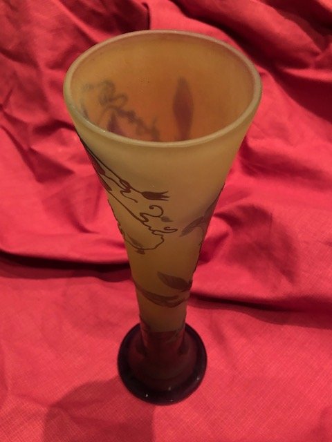 Emile Gallé Art Nouveau Glass Paste Vase-photo-3